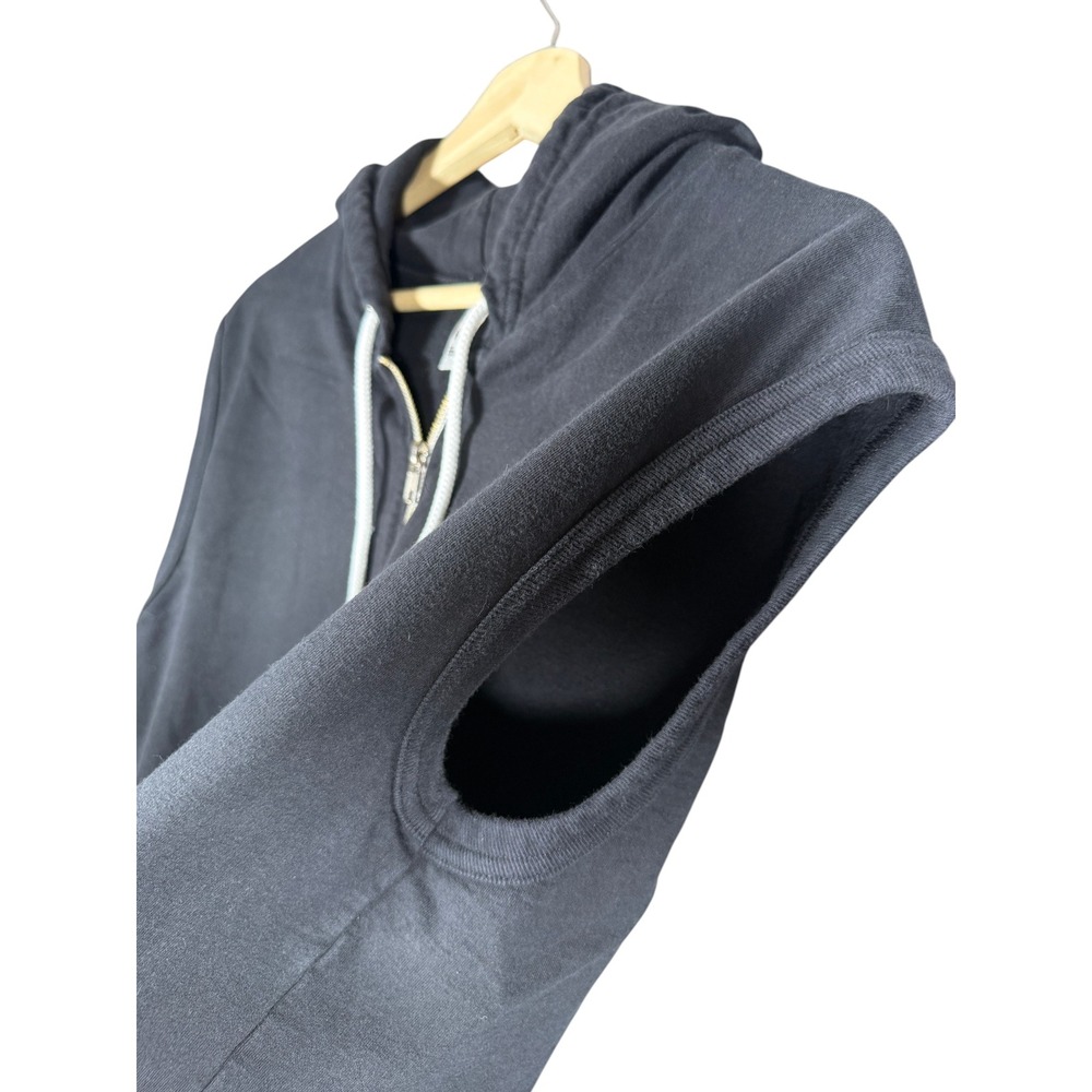 American Apparel Mens California Fleece Sleeveless Zip Up Hoodie Black Large - Picture 4 of 4